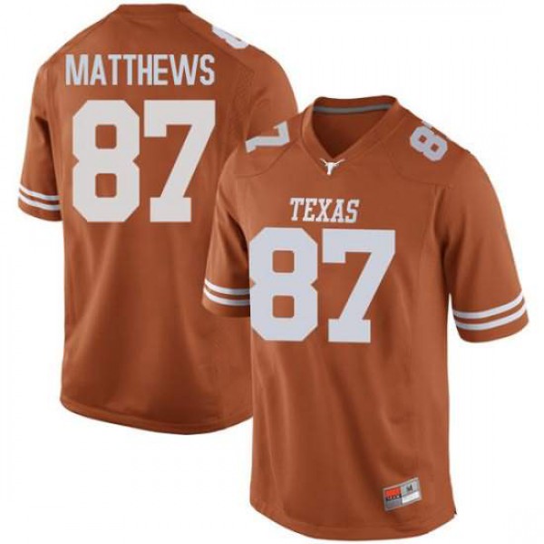 Mens University of Texas #87 Joshua Matthews Game Stitched Jersey Orange